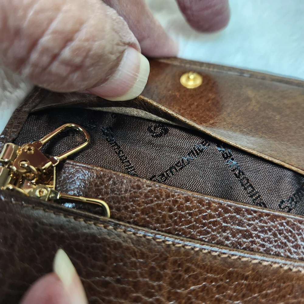 Vintage Samsonite Brown Full Grain Leather Wallet Key Holder